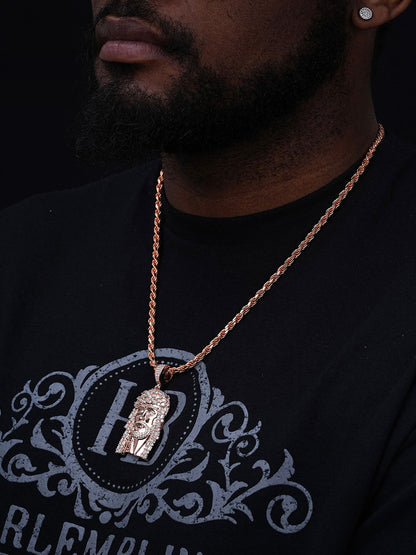 Miami Iced Out Baguette Jesus Pendant - 14k Yellow/Rose Gold Vermeil Or 925 Silver  - CZ Stones   - Medium 2"