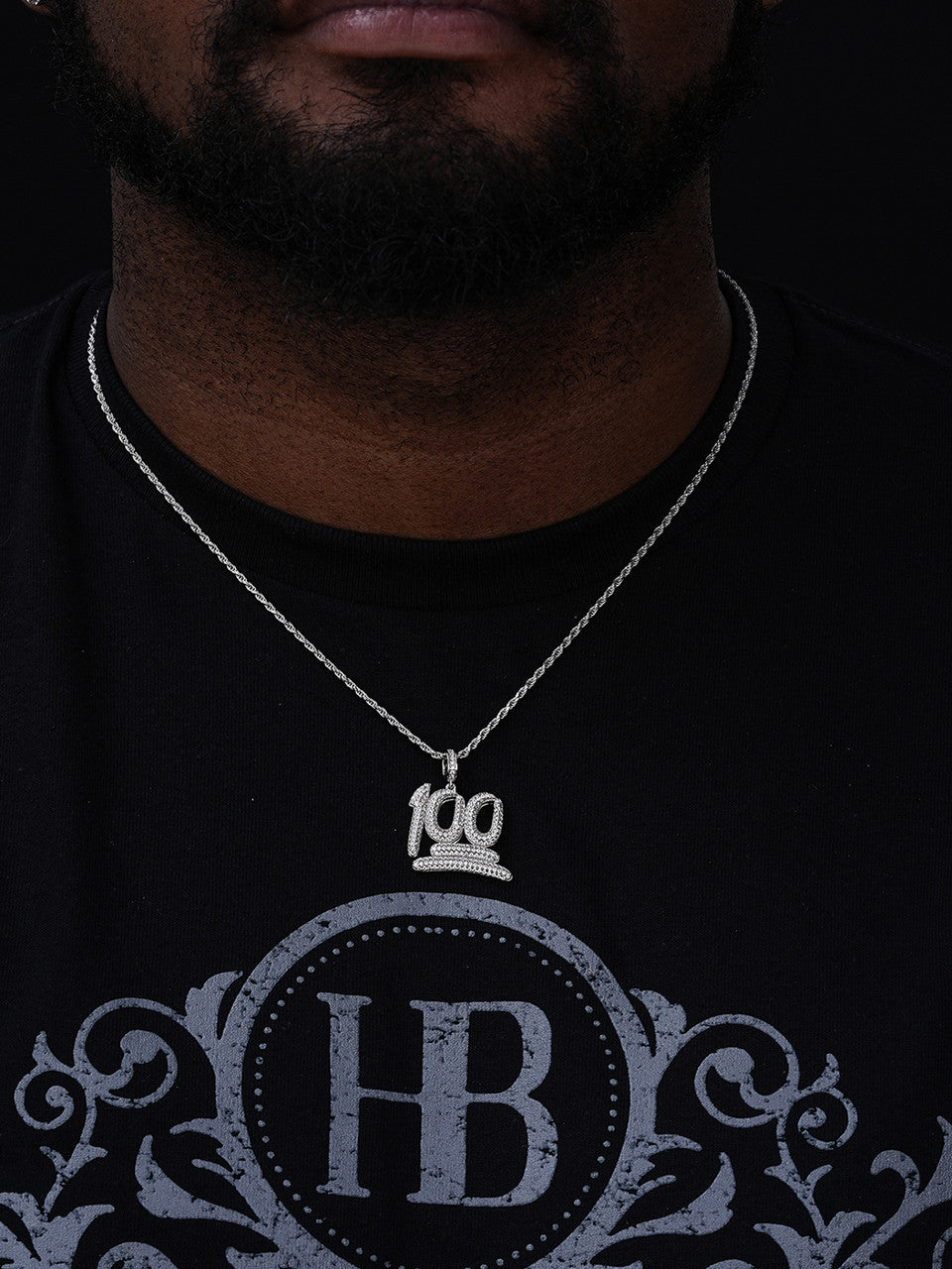 Keep It 100 Hip Hop Pendant - 14k Gold Vermeil Or 925 Silver - CZ Stones - Small 1"