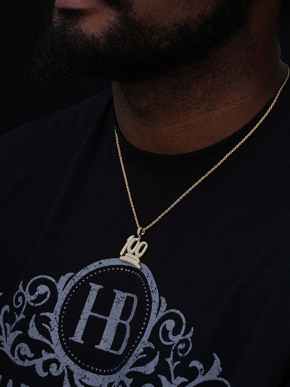 MOISSANITE Keep It 100 Hundred Pendant - 14k Gold Vermeil Or 925 Silver - Small 1"