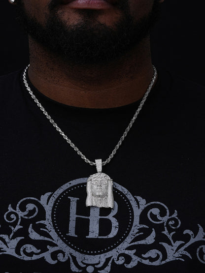 MOISSANITE Fully Iced Jesus Pendant - 925 Silver  - 3 Sizes 1.5"-3.25"