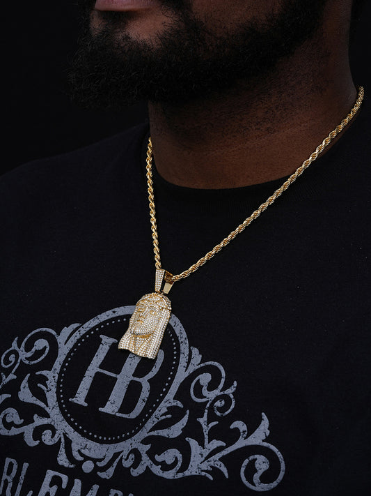 MOISSANITE Fully Iced Jesus Pendant - 14k Gold Vermeil 925 Silver  - 3 Sizes 1.5"-3.25"