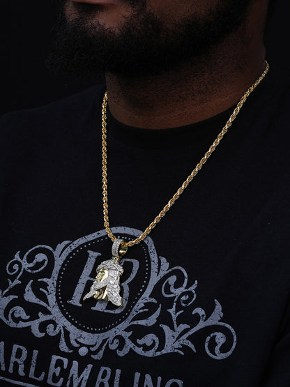 MOISSANITE Bust Down Baguette Jesus Pendant - 14k Yellow Gold Vermeil Or 925 Silver - Large 2.5"