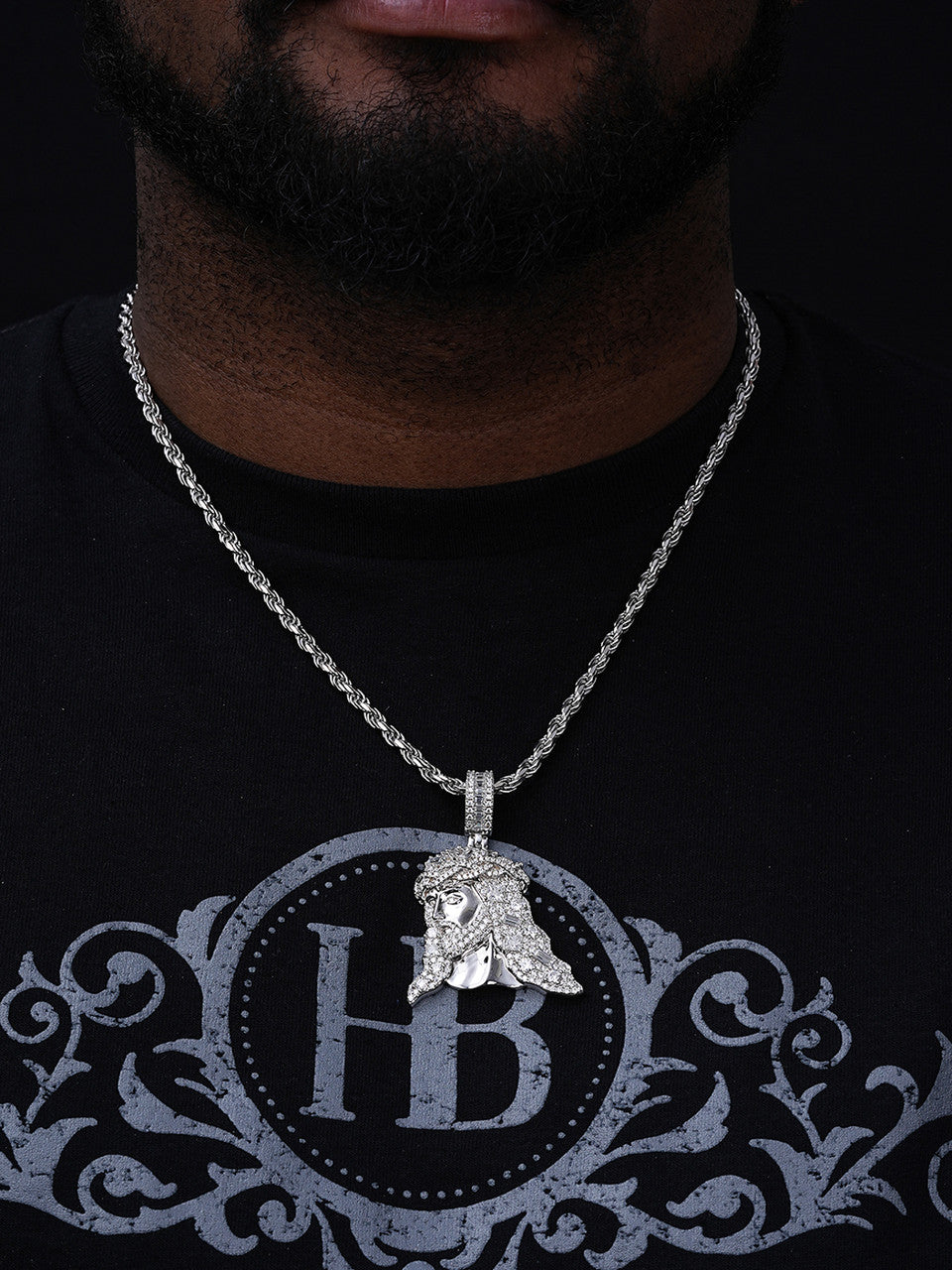 MOISSANITE Bust Down Baguette Jesus Pendant - 14k Yellow Gold Vermeil Or 925 Silver - Large 2.5"