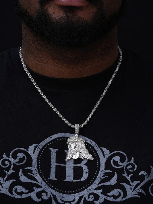 Bust Down Baguette Jesus Pendant -  14k Yellow Gold Vermeil Or 925 Silver - CZ Stones  - Large 2.5"