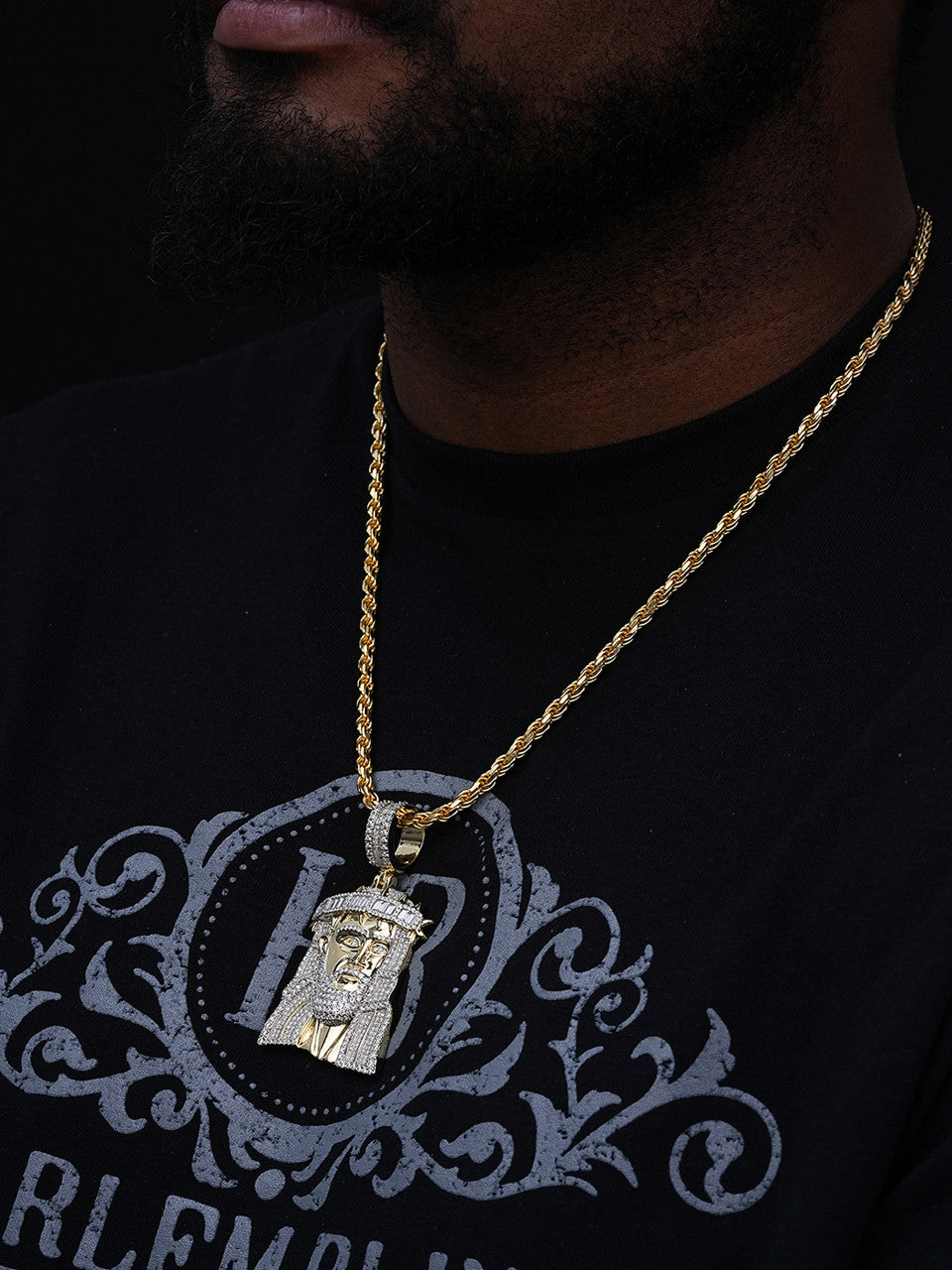 Italian Dream Jesus Piece Pendant - 14k Gold Vermeil Or 925 Silver - CZ Stones - Large 3"