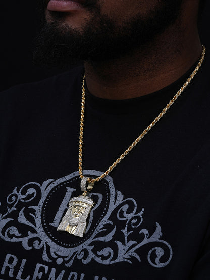 Italian Dream Jesus Piece Pendant - 14k Gold Vermeil Or 925 Silver - CZ Stones - Large 3"