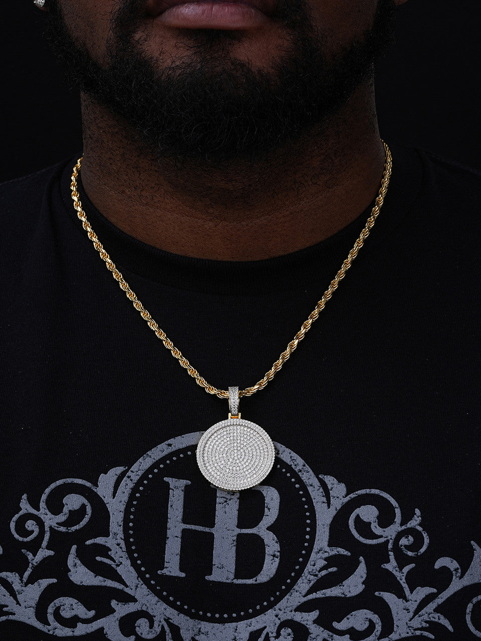 Round Rapper Medallion Iced Out Pendant - 14k Gold Vermeil 925 Silver - CZ Stones - 3 Sizes 1.25"-2.75"