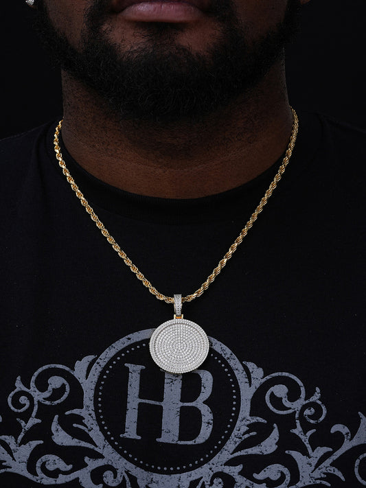 Round Rapper Medallion Iced Out Pendant - 14k Gold Vermeil 925 Silver - CZ Stones - 3 Sizes 1.25"-2.75"