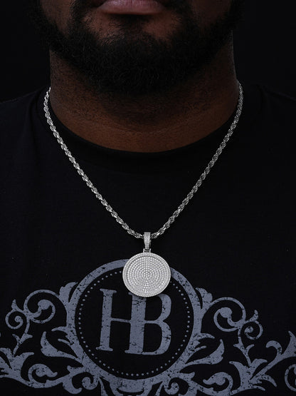 Round Rapper Medallion Iced Out Pendant - 925 Silver - CZ Stones - 3 Sizes 1.25"-2.75"