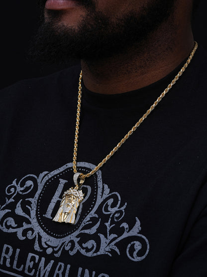 Royal Hip Hop Jesus Pendant - 14k Yellow Gold Vermeil Or 925 Silver - CZ Stones - Large 2.5"