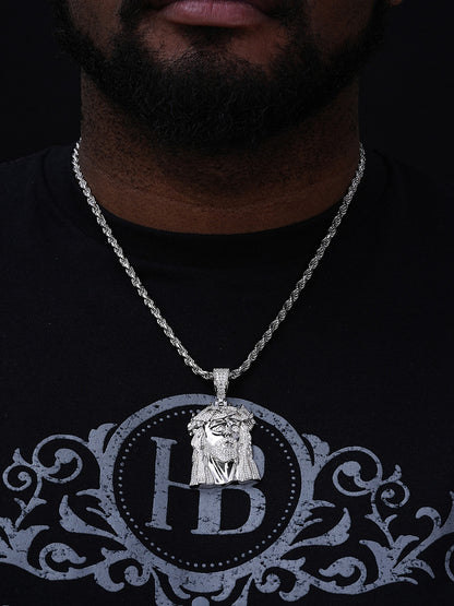 Royal Hip Hop Jesus Pendant - 14k Yellow Gold Vermeil Or 925 Silver - CZ Stones - Large 2.5"