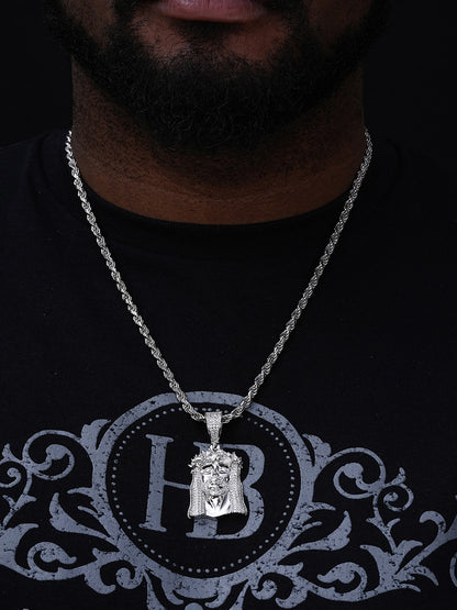 MOISSANITE Baguette Iced Bust Down Jesus Pendant - 14k Gold Vermeil Or 925 Silver - Medium 2"