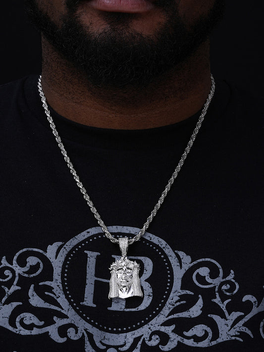 MOISSANITE Baguette Iced Bust Down Jesus Pendant - 14k Gold Vermeil Or 925 Silver - Medium 2"