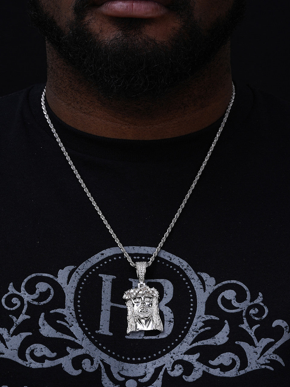 MOISSANITE Majestic HipHop Jesus Pendant - 14k Gold Vermeil Or 925 Silver - Medium 2.25"