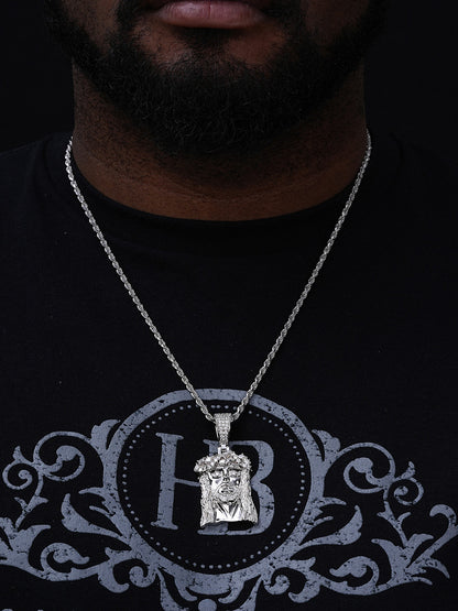 MOISSANITE Majestic HipHop Jesus Pendant - 14k Gold Vermeil Or 925 Silver - Medium 2.25"