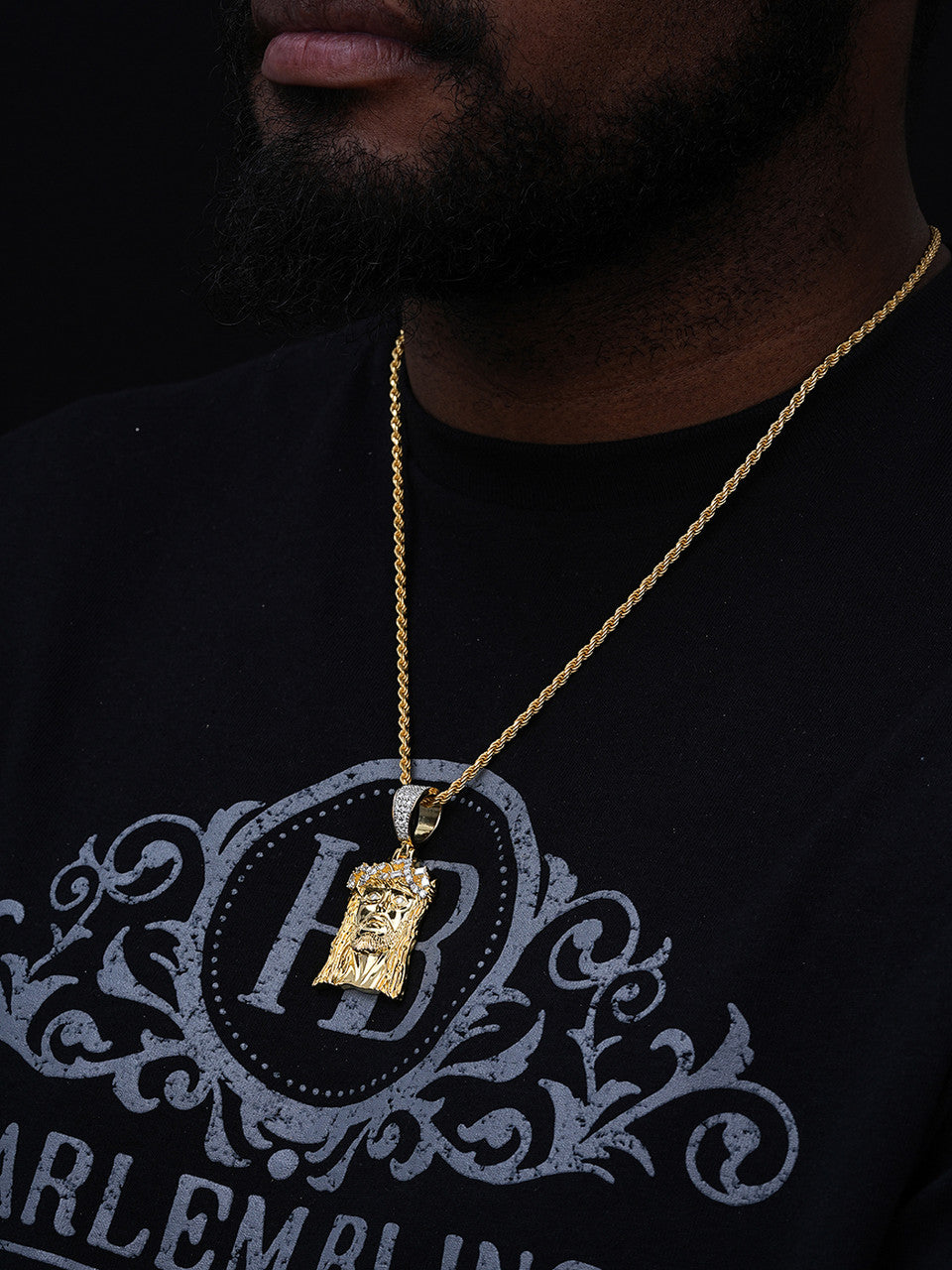 MOISSANITE Majestic HipHop Jesus Pendant - 14k Gold Vermeil Or 925 Silver - Medium 2.25"