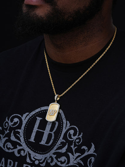 MOISSANITE Keep It 100 Dog Tag Iced Pendant - 14k Gold Vermeil Or 925 Silver - Medium 2.25"