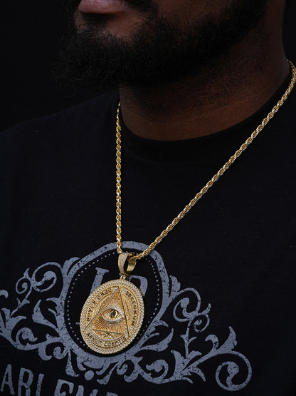 MOISSANITE Illuminati Eye Masonic Medallion - 14k Gold Vermeil Or 925 Silver - Huge 3.25"