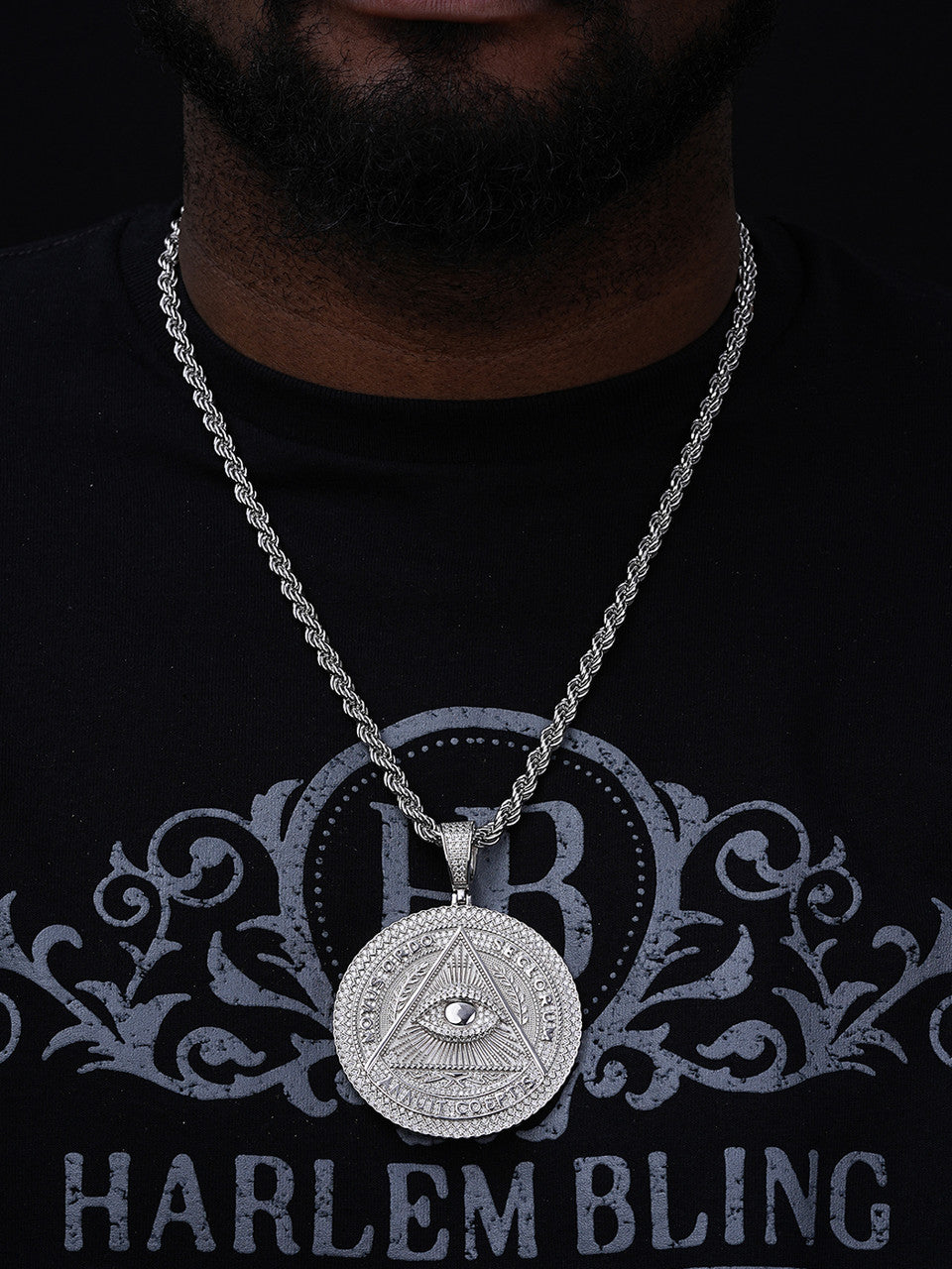 MOISSANITE Illuminati Eye Masonic Medallion - 14k Gold Vermeil Or 925 Silver - Huge 3.25"