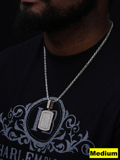 MOISSANITE Dog Tag Iced Out Pendant - 925 Silver - 3 Sizes 1.5"-3.5"