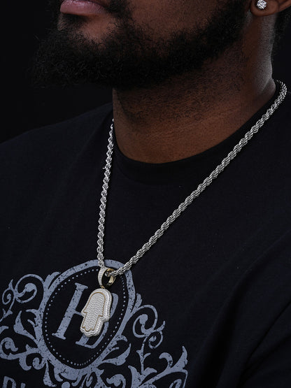 MOISSANITE Hamsa Hand Iced Out Pendant - 925 Silver - 3 Sizes 1.25"-3.25"