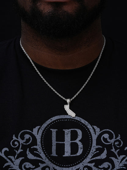 California State Shape Iced Out Pendant - 14k Gold Vermeil Or 925 Silver - CZ Stones - Small 1.5"