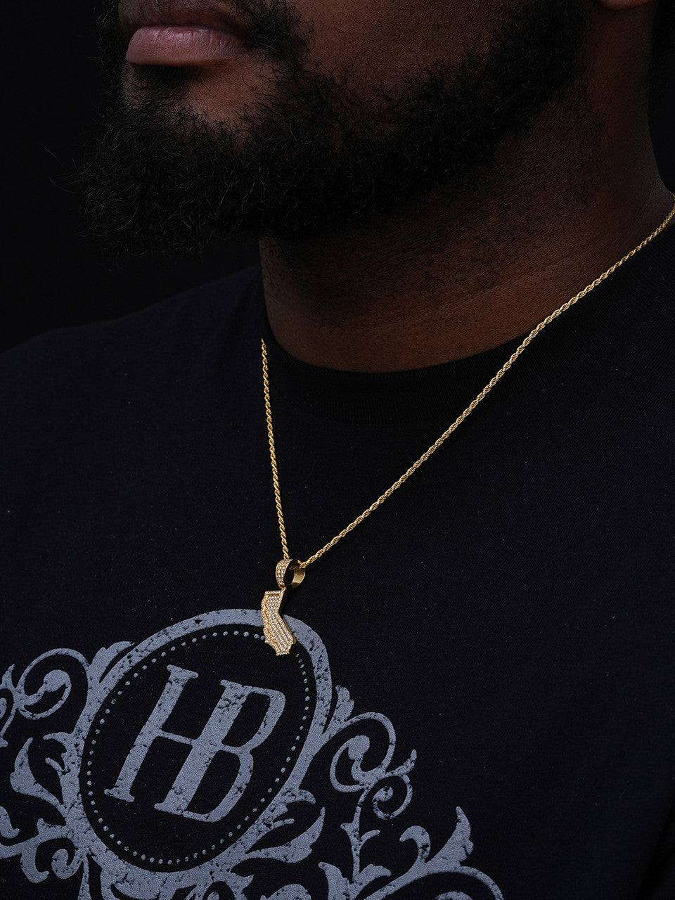 California State Shape Iced Out Pendant - 14k Gold Vermeil Or 925 Silver - CZ Stones - Small 1.5"