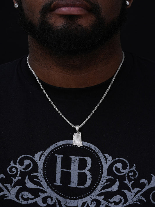 Alabama State Shape Iced Out Pendant - 14k Gold Vermeil Or 925 Silver - CZ Stones - Small 1.5"