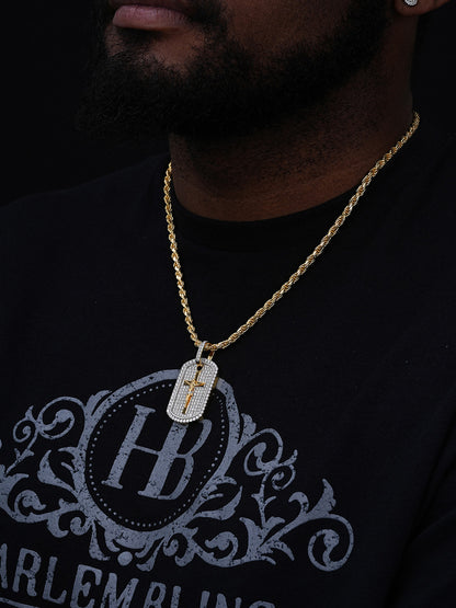 MOISSANITE Silver Gold Real Iced Jesus & Cross Dog Tag Pendant Pass Diamond Test