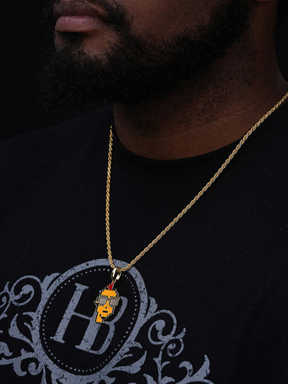 Cryptopunk NFT Guy W. Glasses Pendant - 14k Gold Vermeil Or 925 Silver - CZ Stones - Medium 1.75"