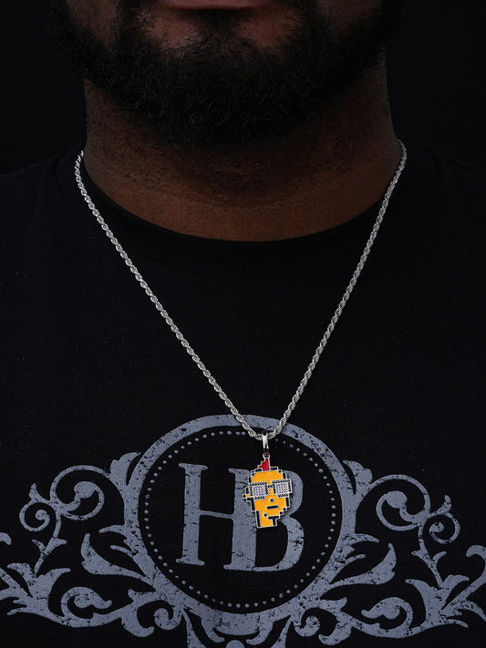 Cryptopunk NFT Guy W. Glasses Pendant - 14k Gold Vermeil Or 925 Silver - CZ Stones - Medium 1.75"