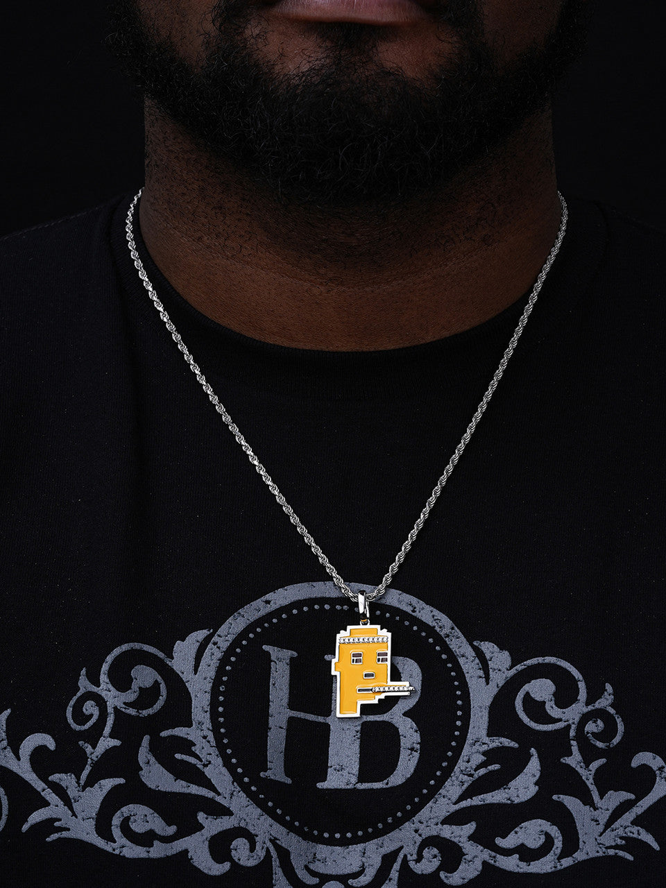 MOISSANITE Cryptopunk NFT Guy Smoking Blunt Pendant - 14k Gold Vermeil Or 925 Silver - Medium 1.75"