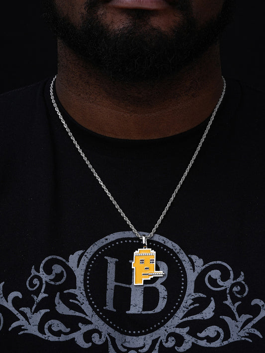 MOISSANITE Cryptopunk NFT Guy Smoking Blunt Pendant - 14k Gold Vermeil Or 925 Silver - Medium 1.75"
