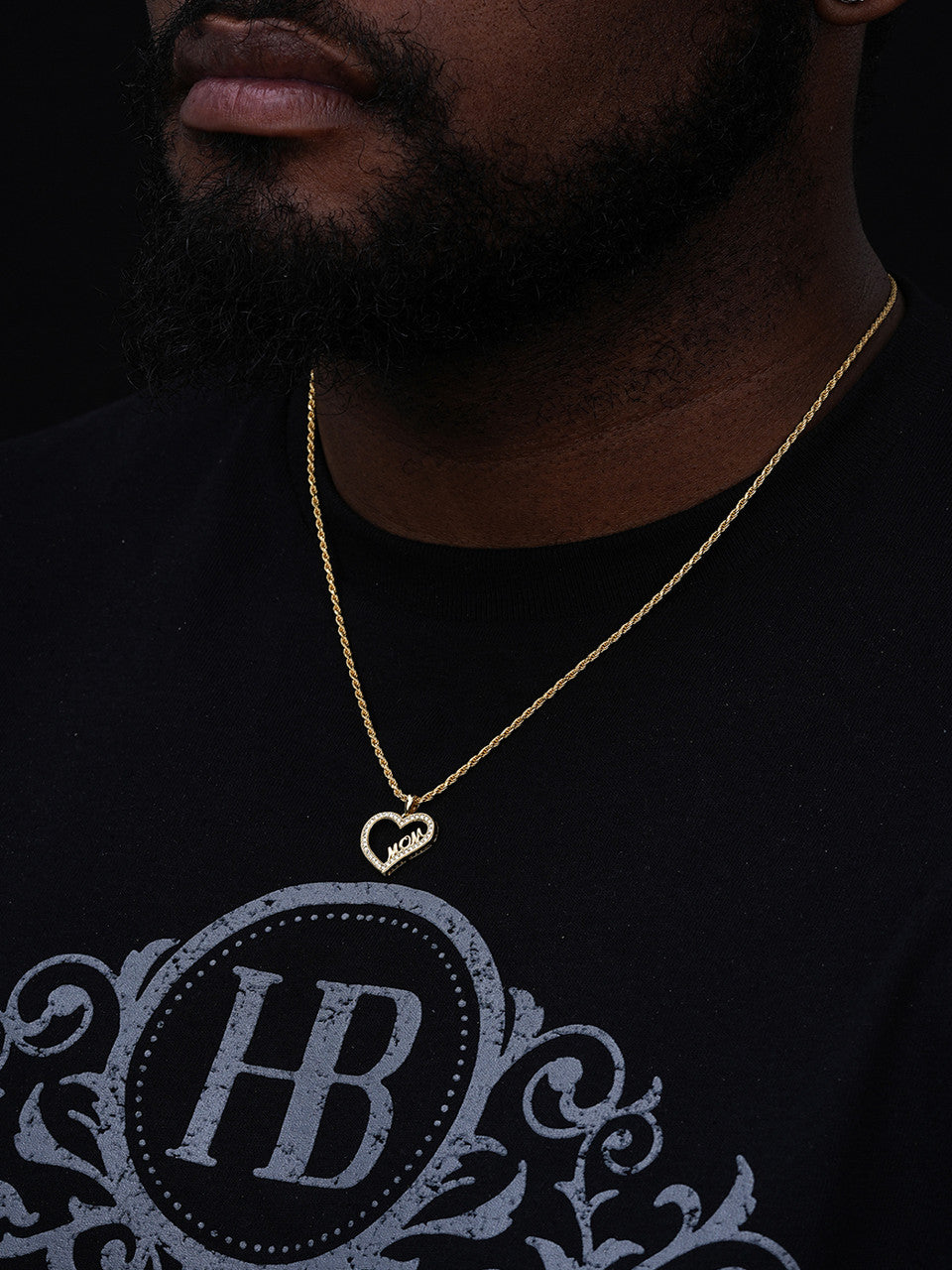 MOISSANITE Mom Heart Shape Love Mothers Day Pendant - 14k Gold Vermeil or 925 Silver - Tiny 0.75"