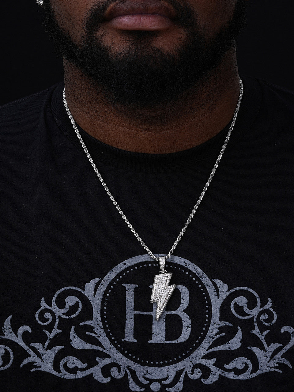 MOISSANITE Lightning Bolt Pendant - 14k Gold Vermeil Or 925 Silver - Medium 2"