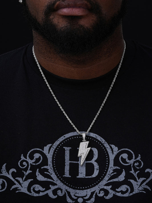 MOISSANITE Lightning Bolt Pendant - 14k Gold Vermeil Or 925 Silver - Medium 2"