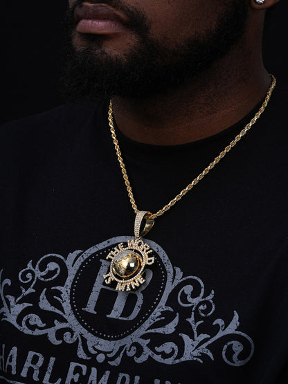 MOISSANITE World Is Mine Spinning Globe Hip Hop Pendant - 14k Yellow Gold Vermeil Or 925 Silver - Large 3"