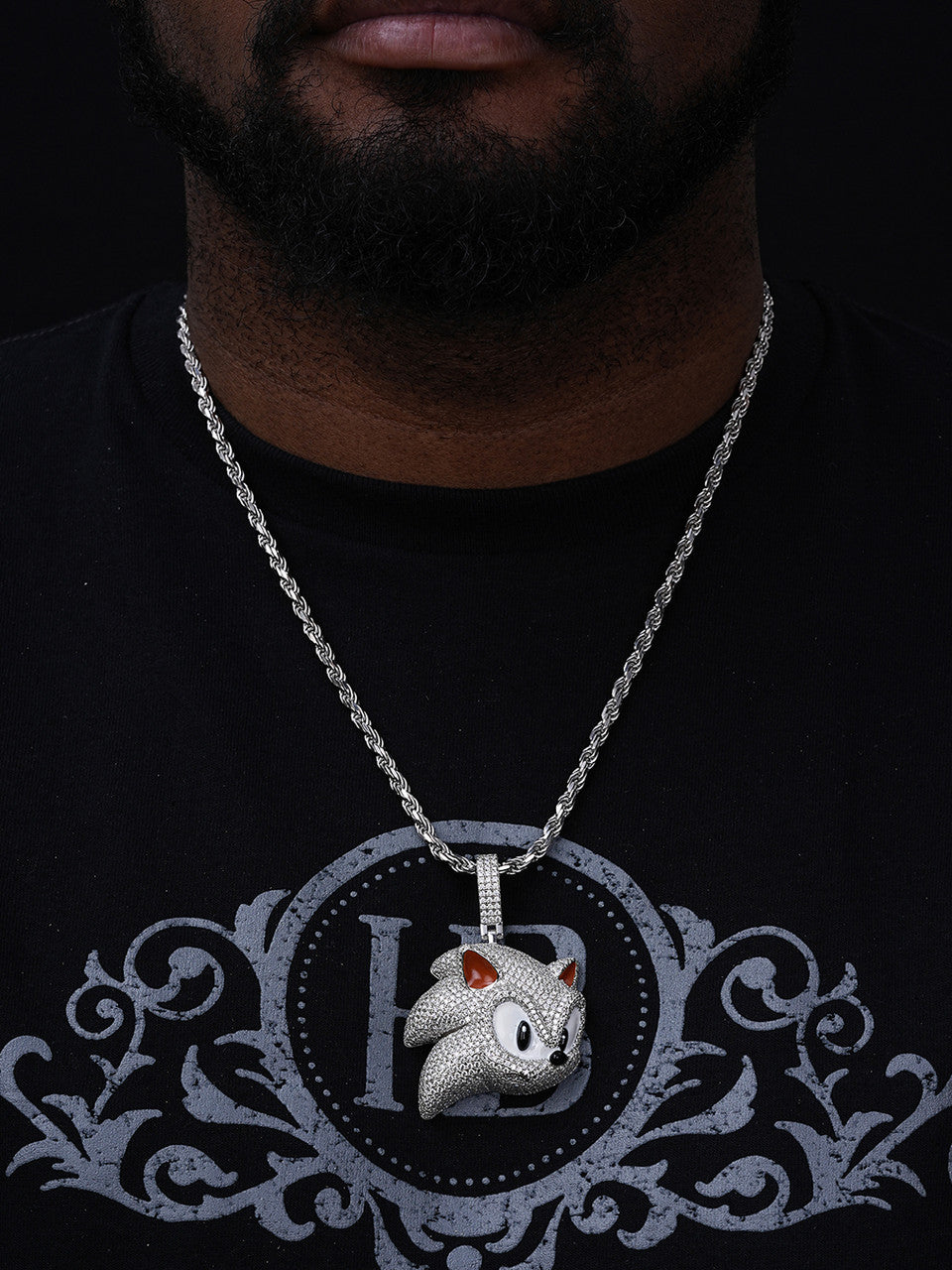 MOISSANITE Large Sonic The Hedgehog Iced Out Pendant - 14k Gold Vermeil Or 925 Silver - Medium 2.5"