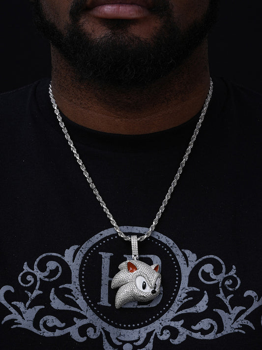 MOISSANITE Large Sonic The Hedgehog Iced Out Pendant - 14k Gold Vermeil Or 925 Silver - Medium 2.5"