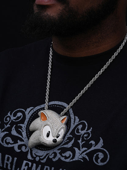 MOISSANITE Large Sonic The Hedgehog Iced Out Pendant - 925 Silver - HUGE 3"