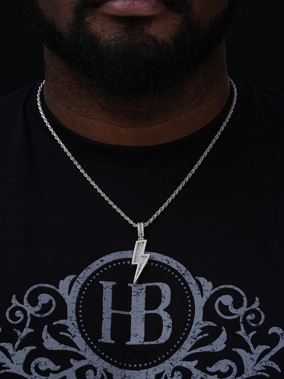 MOISSANITE Lightning Bolt Iced Out Pendant - 14k Gold Vermeil Or 925 Silver - Medium 2"