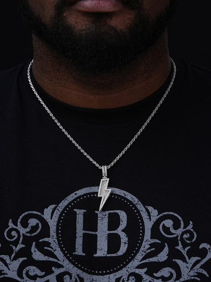 MOISSANITE Lightning Bolt Iced Out Pendant - 14k Gold Vermeil Or 925 Silver - Medium 2"