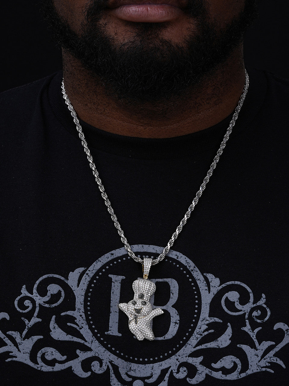 MOISSANITE Pillsbury Doughboy Money Iced Out Pendant - 14k Gold Vermeil Or 925 Silver - Large 2.75"