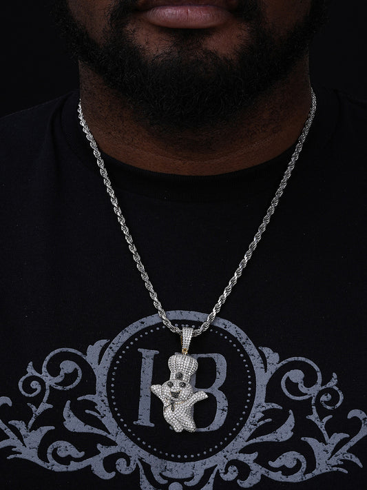 MOISSANITE Pillsbury Doughboy Money Iced Out Pendant - 14k Gold Vermeil Or 925 Silver - Large 2.75"