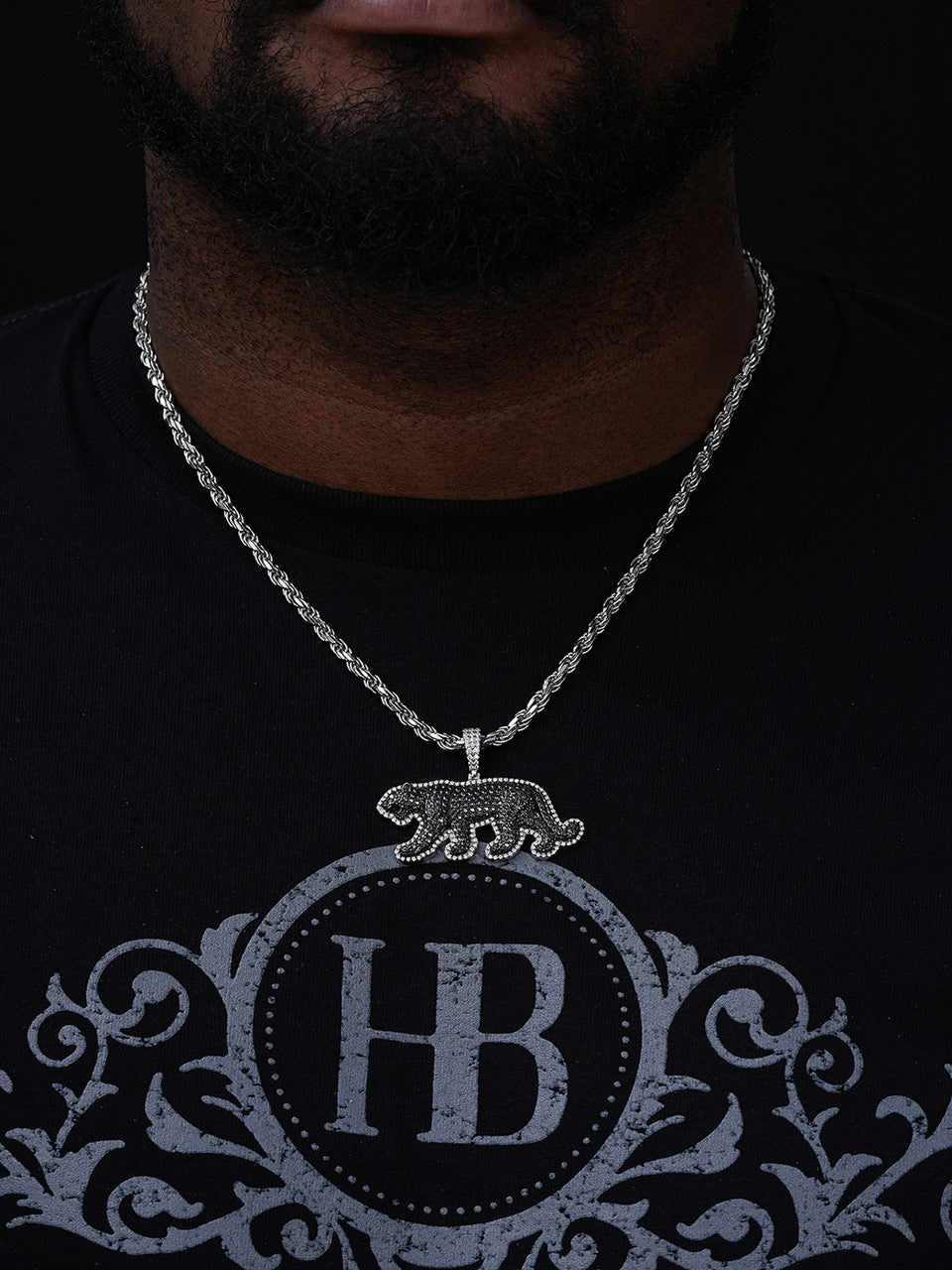 MOISSANITE Black Panther Pendant - 14k Gold Vermeil Or 925 Silver - Small 1.5"