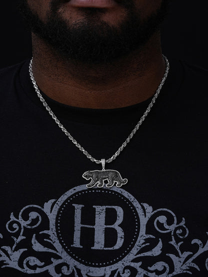 MOISSANITE Black Panther Pendant - 14k Gold Vermeil Or 925 Silver - Small 1.5"