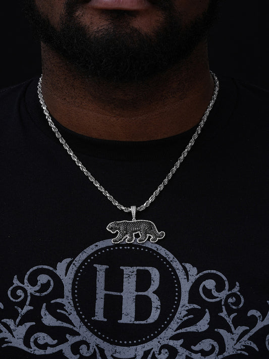 MOISSANITE Black Panther Pendant - 14k Gold Vermeil Or 925 Silver - Small 1.5"