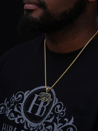 MOISSANITE Black Panther Pendant - 14k Gold Vermeil Or 925 Silver - Small 1.5"