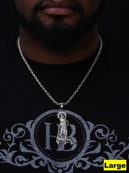 St Lazarus Plain Pendant - 925 Silver - 3 Sizes 1.25"-3.25"