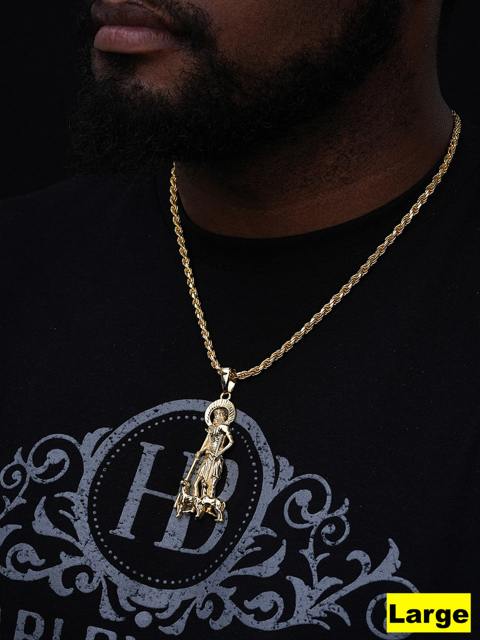 St Lazarus Plain Pendant - 14k Gold Vermeil 925 Silver - 3 Sizes 1.25"-3.25"